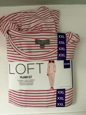 NWT LOFT Women’s  Pajama Set - Red & White Striped 2XL